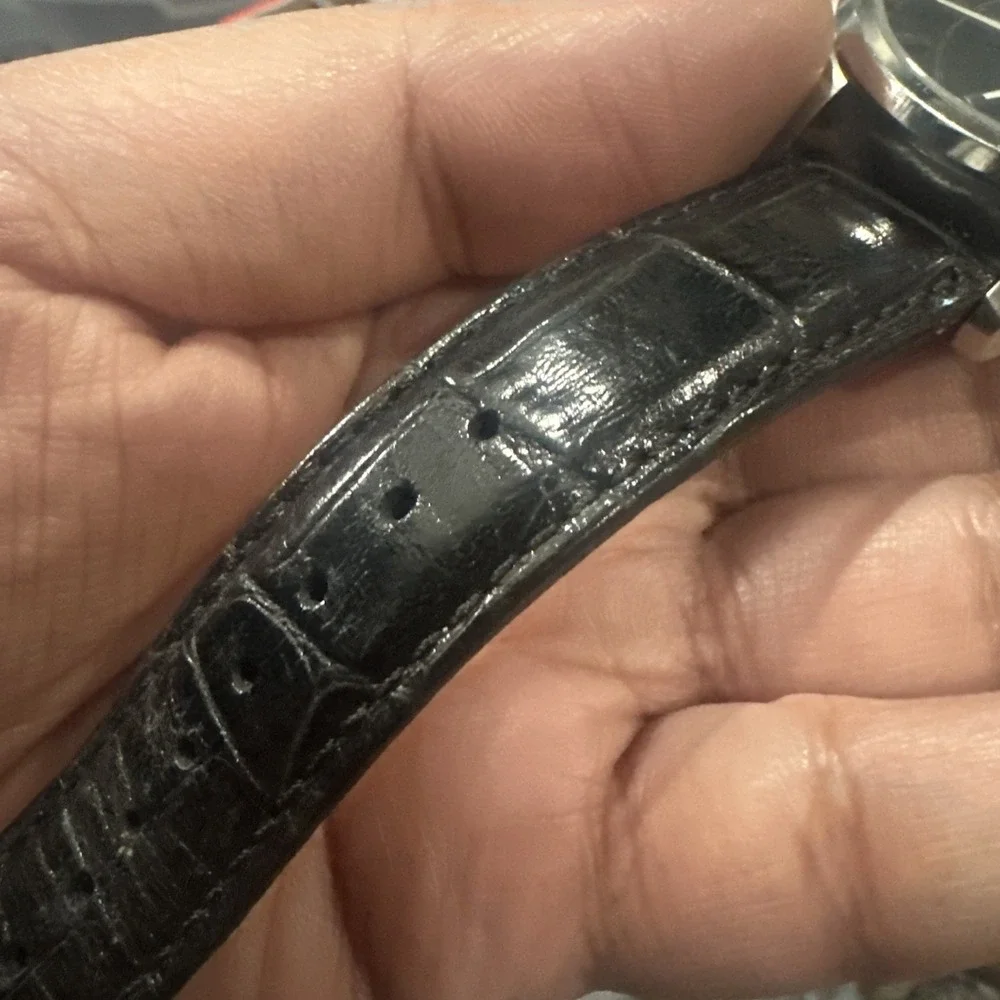 Working Montegrappa Fortuna Black Dial Leather Strap IDFOWALC 42mm Mens Watch